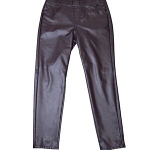 J. Jill Vegan Leather Pull On Slim Leg Pants, Size‎ Medium - Deep Brown Color